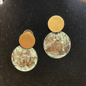 Gold and Marble Patterned Earrings
